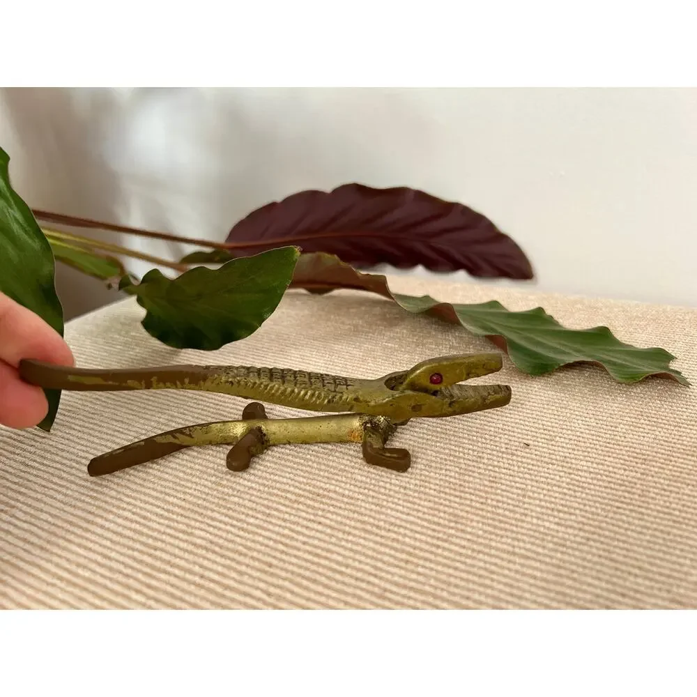 Vintage Brass Alligator Novelty Nut Cracker, 6